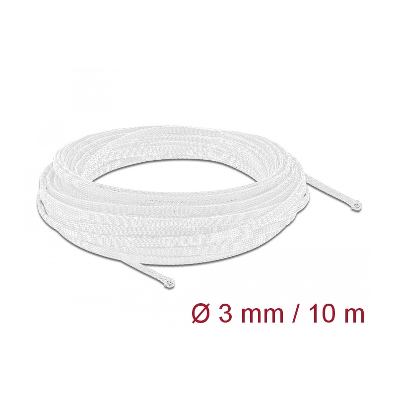 Delock Geflechtschlauch dehnbar 10 m x 3 mm weiß