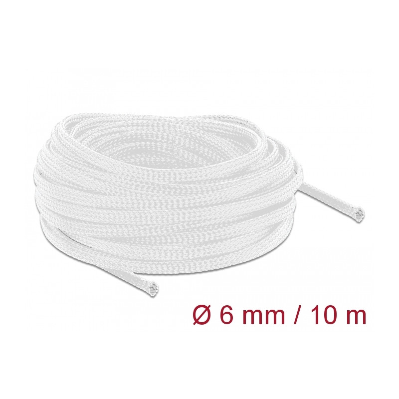 Delock Geflechtschlauch dehnbar 10 m x 6 mm weiß