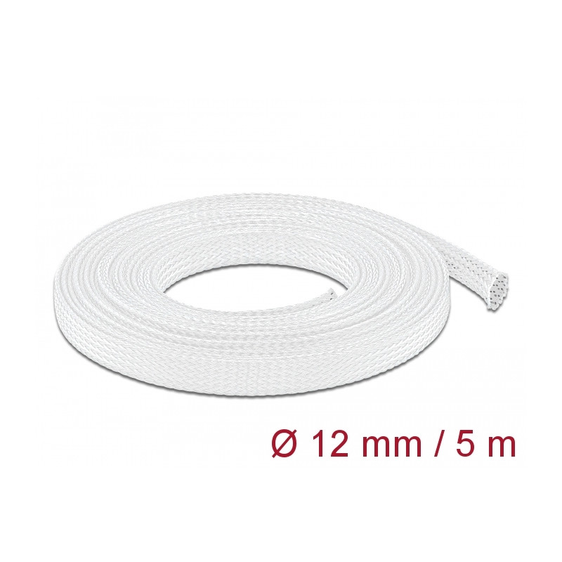 Delock Geflechtschlauch dehnbar 5 m x 12 mm weiß