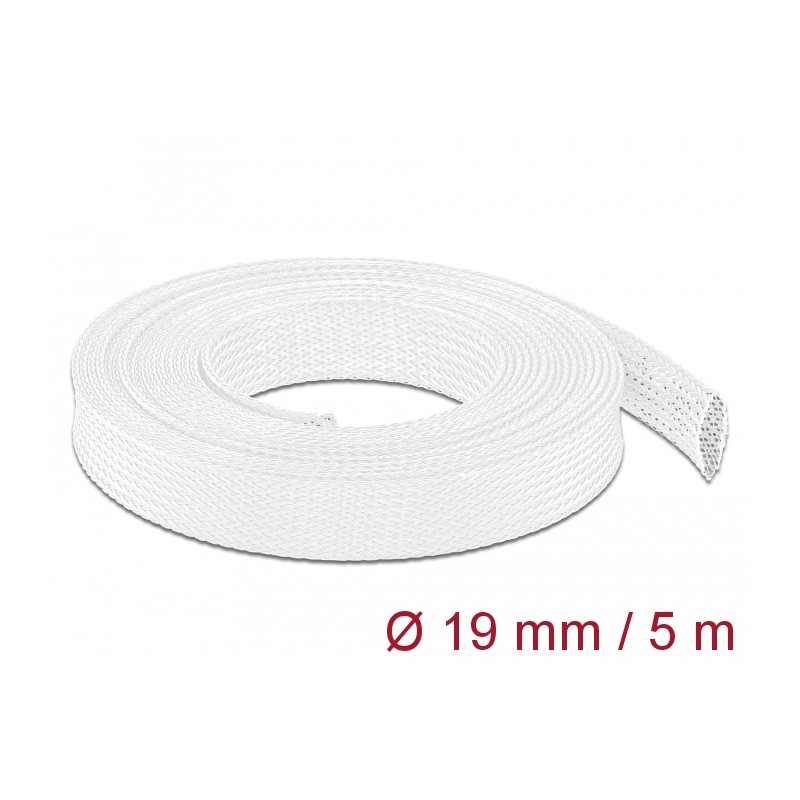 Delock Geflechtschlauch dehnbar 5 m x 19 mm weiß