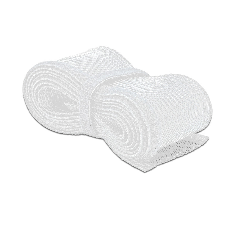Delock Geflechtschlauch mit Klettverschluss 2 m x 19 mm weiß