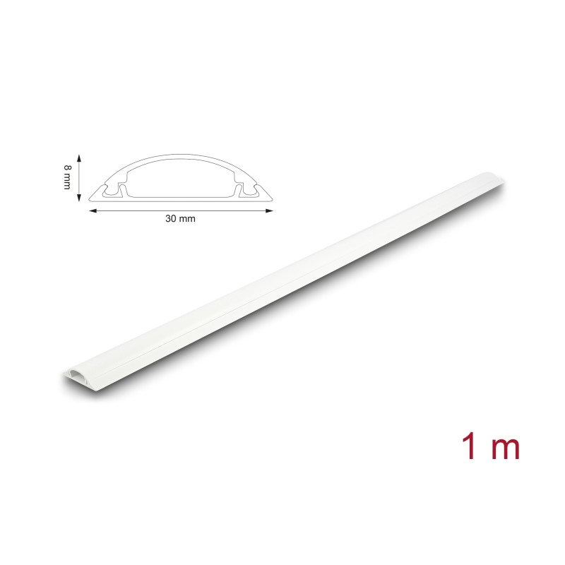 Delock Kabelkanal selbstklebend 30 x 8 mm - Länge 1 m weiß