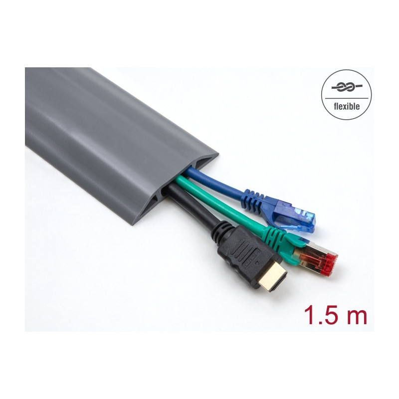 Delock Kabelkanal PVC flexibel 50 x 13 mm - Länge 1,5 m grau