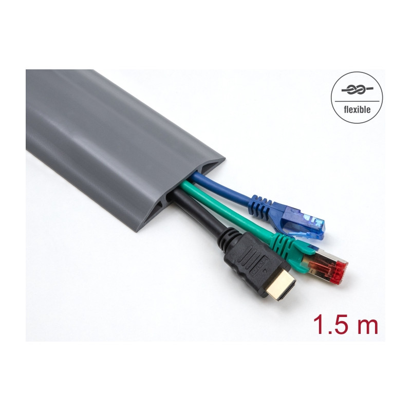 Delock Kabelkanal PVC flexibel 70 x 13 mm - Länge 1,5 m grau