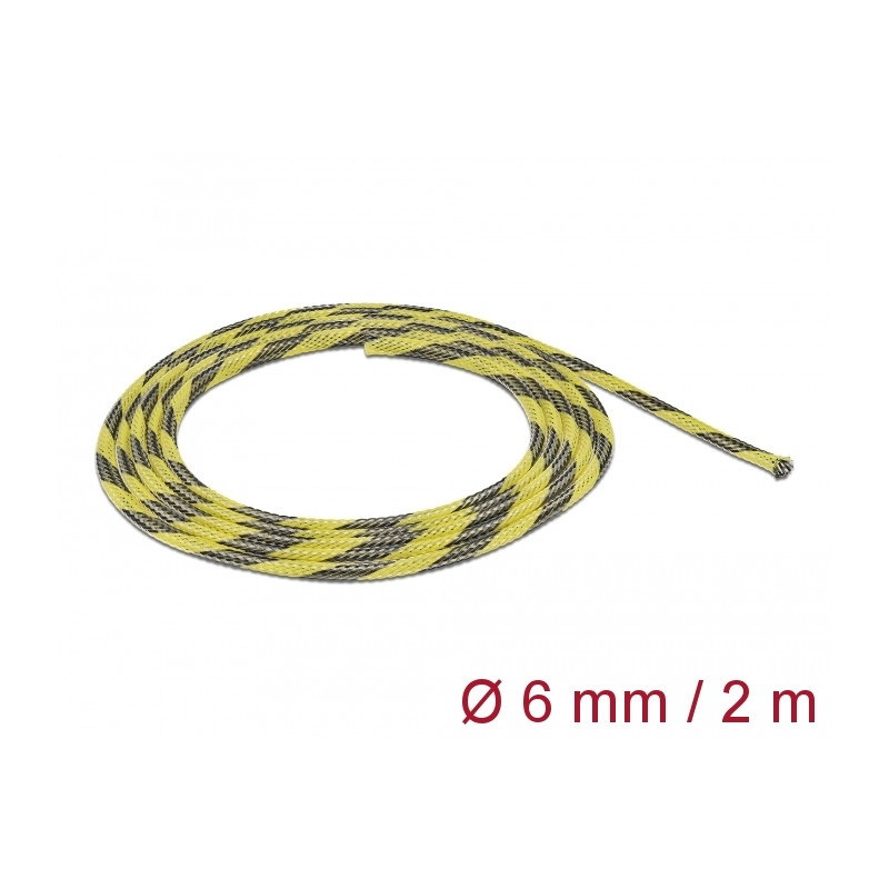 Delock Geflechtschlauch dehnbar 2 m x 6 mm schwarz-gelb