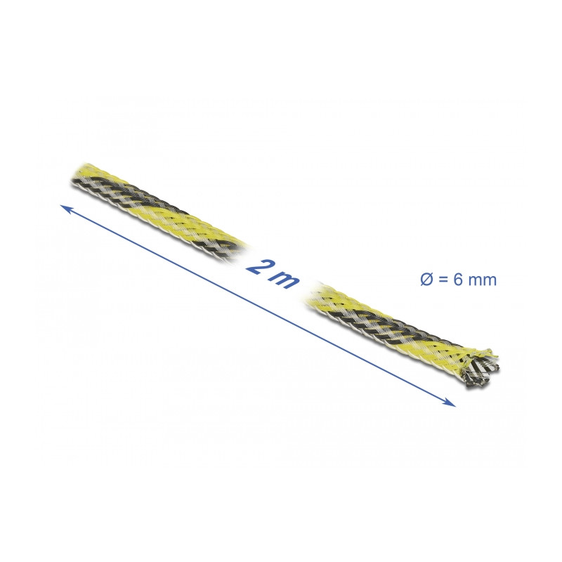 Delock Geflechtschlauch dehnbar 2 m x 6 mm schwarz-gelb