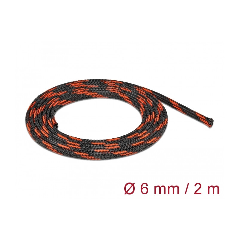 Delock Geflechtschlauch dehnbar 2 m x 6 mm schwarz-rot