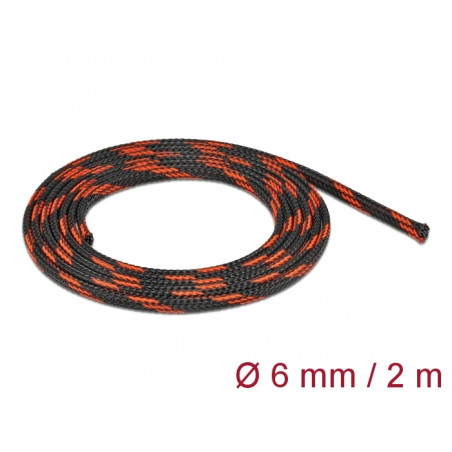 Delock Geflechtschlauch dehnbar 2 m x 6 mm schwarz-rot