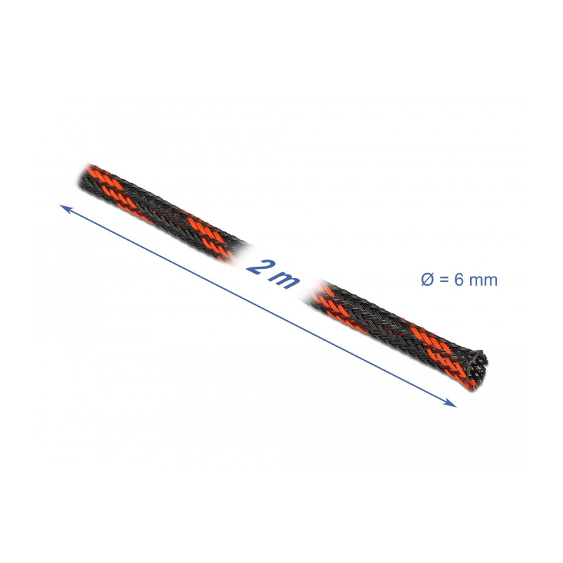 Delock Geflechtschlauch dehnbar 2 m x 6 mm schwarz-rot