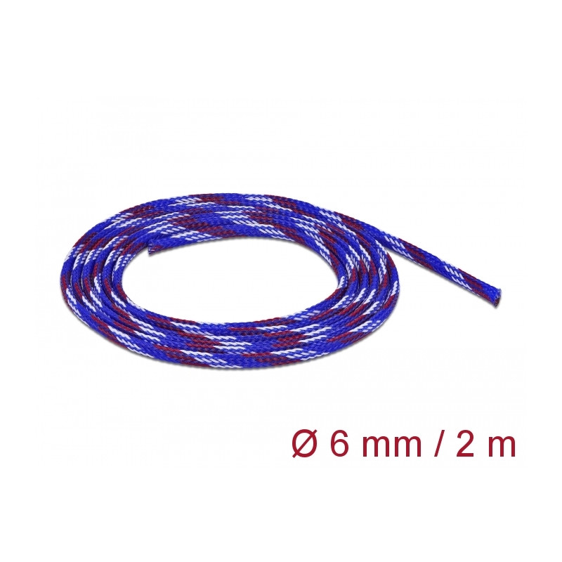 Delock Geflechtschlauch dehnbar 2 m x 6 mm blau-rot-weiß