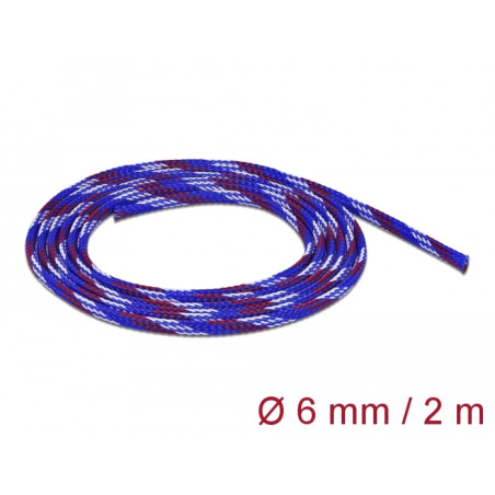Delock Geflechtschlauch dehnbar 2 m x 6 mm blau-rot-weiß
