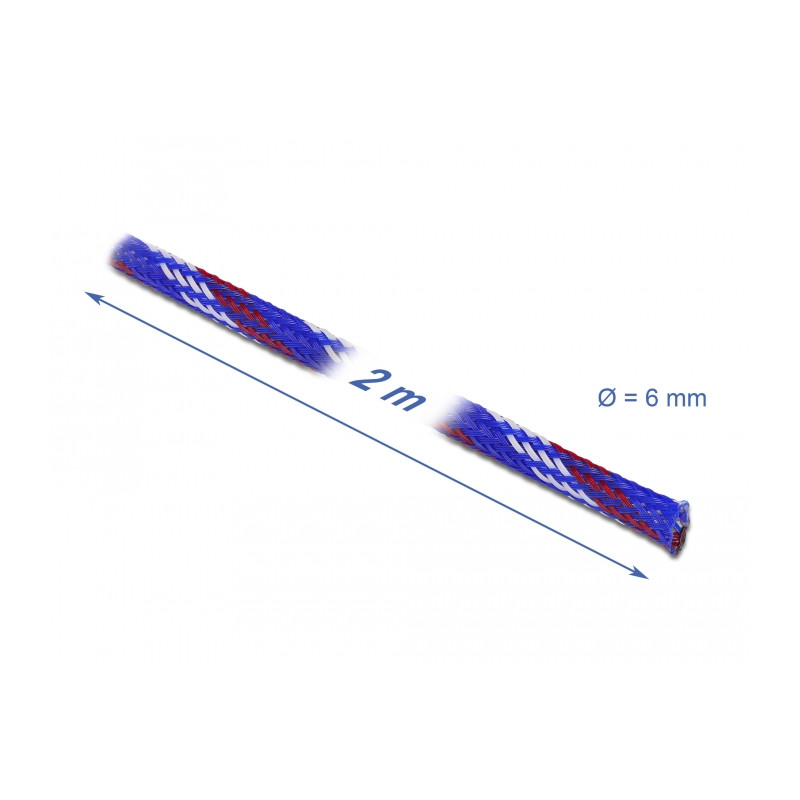 Delock Geflechtschlauch dehnbar 2 m x 6 mm blau-rot-weiß