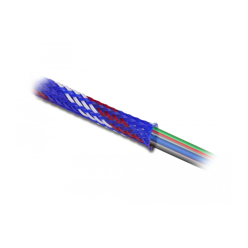 Delock Geflechtschlauch dehnbar 2 m x 6 mm blau-rot-weiß