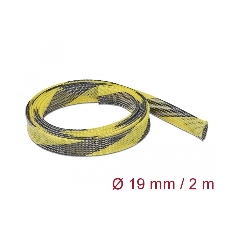 Delock Geflechtschlauch dehnbar 2 m x 19 mm schwarz-gelb