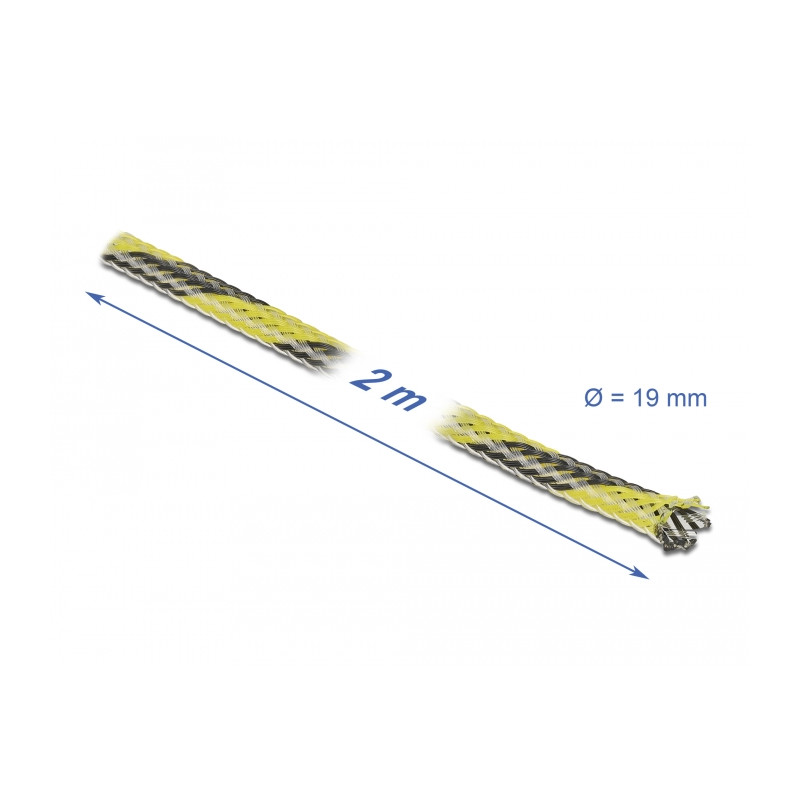 Delock Geflechtschlauch dehnbar 2 m x 19 mm schwarz-gelb