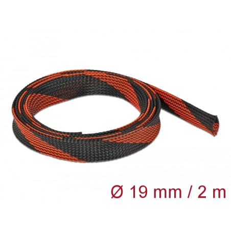 Delock Geflechtschlauch dehnbar 2 m x 19 mm schwarz-rot