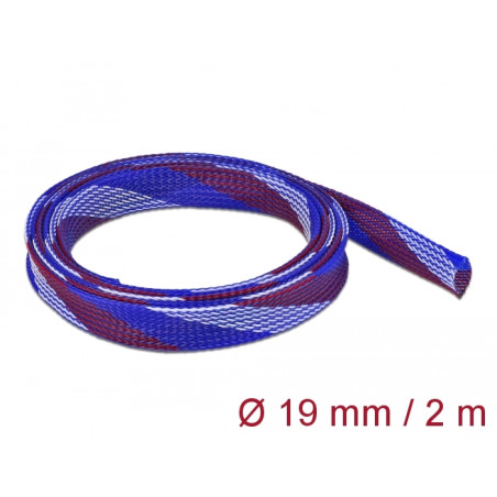 Delock Geflechtschlauch dehnbar 2 m x 19 mm blau-rot-weiß