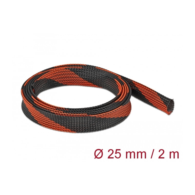 Delock Geflechtschlauch dehnbar 2 m x 25 mm schwarz-rot