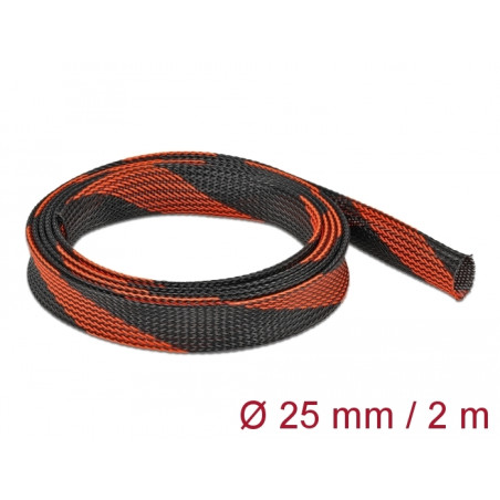 Delock Geflechtschlauch dehnbar 2 m x 25 mm schwarz-rot