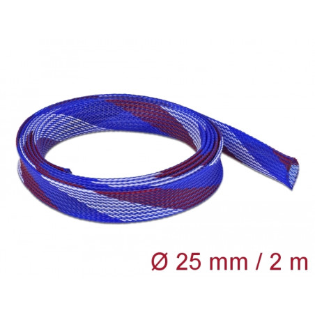 Delock Geflechtschlauch dehnbar 2 m x 25 mm blau-rot-weiß
