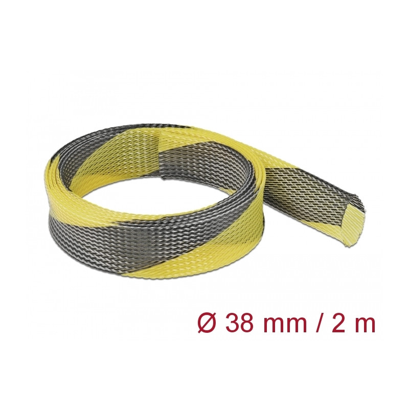 Delock Geflechtschlauch dehnbar 2 m x 38 mm schwarz-gelb