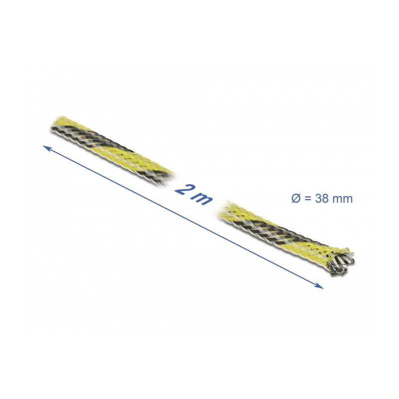 Delock Geflechtschlauch dehnbar 2 m x 38 mm schwarz-gelb