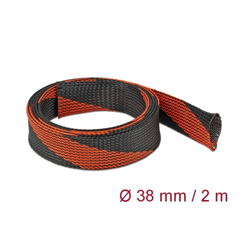 Delock Geflechtschlauch dehnbar 2 m x 38 mm schwarz-rot