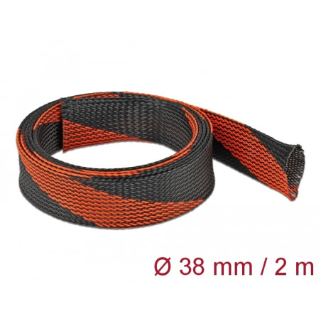 Delock Geflechtschlauch dehnbar 2 m x 38 mm schwarz-rot