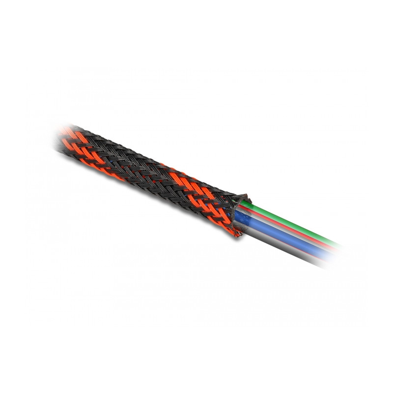 Delock Geflechtschlauch dehnbar 2 m x 38 mm schwarz-rot
