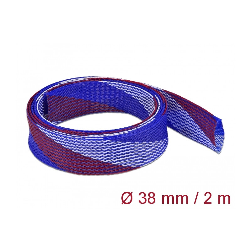 Delock Geflechtschlauch dehnbar 2 m x 38 mm blau-rot-weiß
