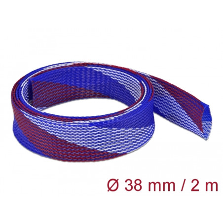 Delock Geflechtschlauch dehnbar 2 m x 38 mm blau-rot-weiß