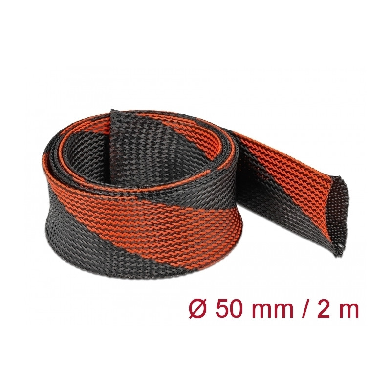 Delock Geflechtschlauch dehnbar 2 m x 50 mm schwarz-rot