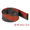 Delock Geflechtschlauch dehnbar 2 m x 50 mm schwarz-rot