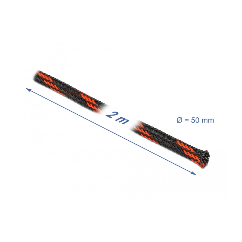 Delock Geflechtschlauch dehnbar 2 m x 50 mm schwarz-rot