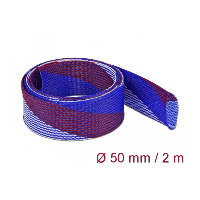 Delock Geflechtschlauch dehnbar 2 m x 50 mm blau-rot-weiß