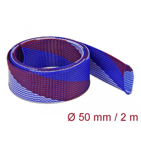 Delock Geflechtschlauch dehnbar 2 m x 50 mm blau-rot-weiß