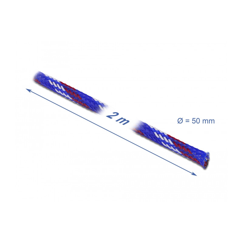 Delock Geflechtschlauch dehnbar 2 m x 50 mm blau-rot-weiß
