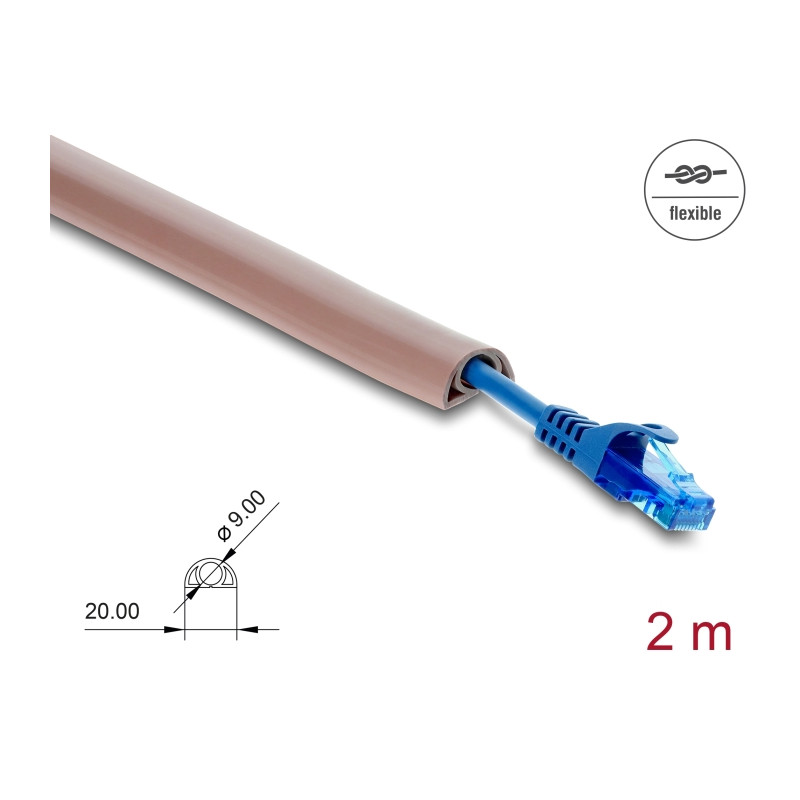 Delock Kabelkanal PVC flexibel 20 x 10 mm - Länge 2 m braun