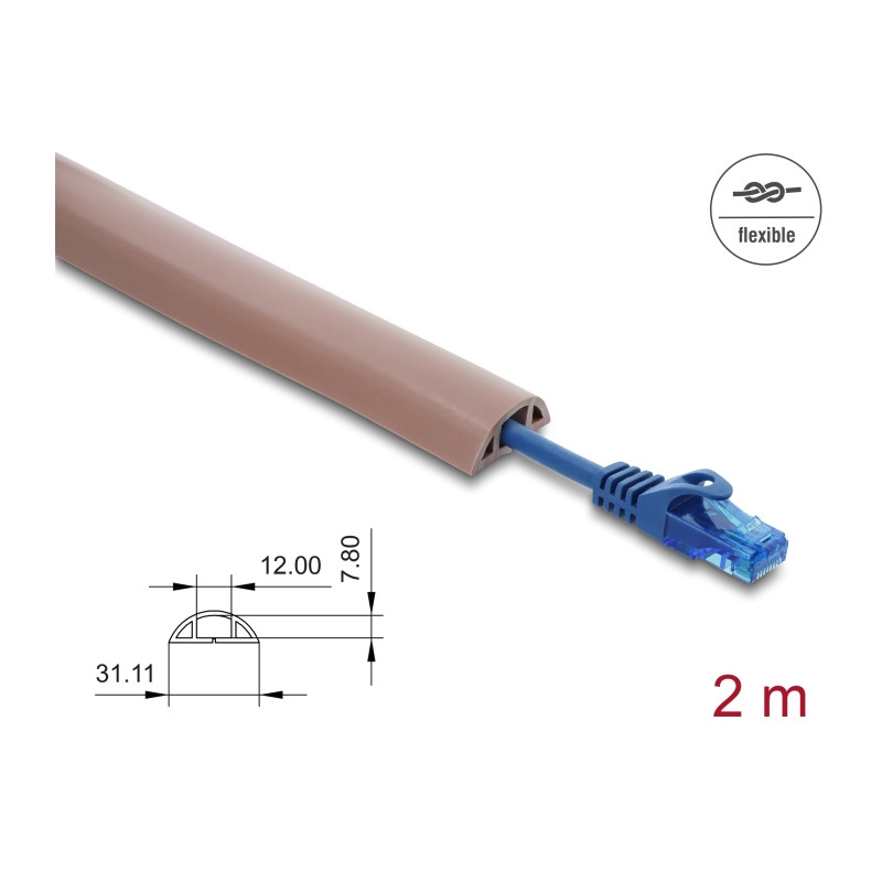 Delock Kabelkanal PVC flexibel 30 x 10 mm - Länge 2 m braun