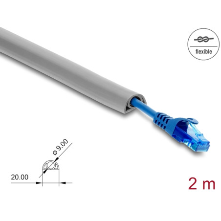 Delock Kabelkanal PVC flexibel 20 x 10 mm - Länge 2 m grau