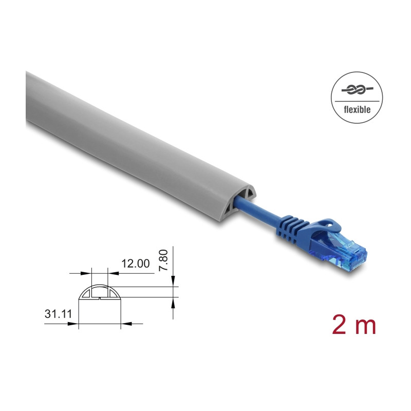 Delock Kabelkanal PVC flexibel 30 x 10 mm - Länge 2 m grau