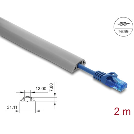 Delock Kabelkanal PVC flexibel 30 x 10 mm - Länge 2 m grau