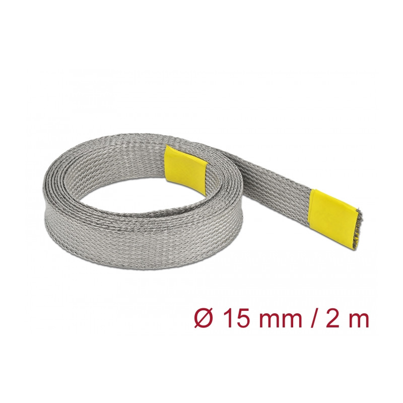 Delock Geflechtschlauch zur EMV Abschirmung dehnbar 2 m x 15 mm