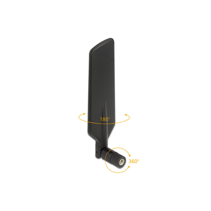 Delock LTE Antenne Dualband WLAN ac/a/b/g/n SMA Stecker 1 - 4 dBi omnidirektional drehbar mit Kippgelenk schwarz