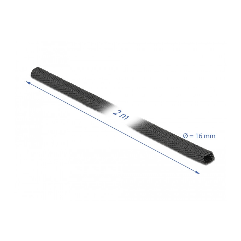 Delock Gewebeschrumpfschlauch 2 m x 16 mm Schrumpfungsrate 2:1 schwarz