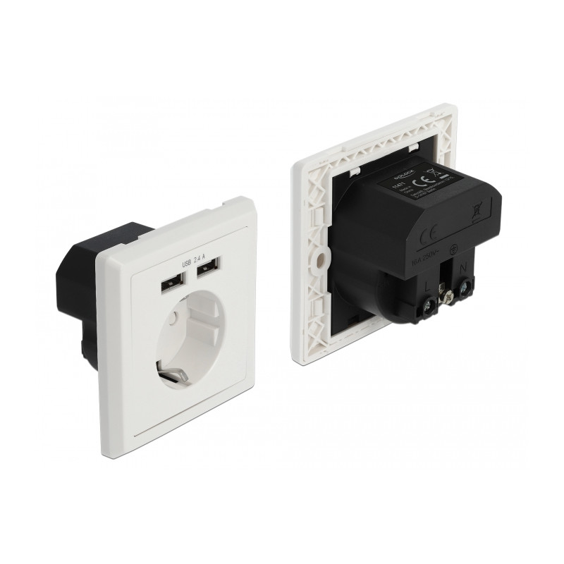 Delock Einbausteckdose mit 2 x USB Typ-A Ladeport 2,4 A
