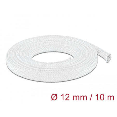 Delock Geflechtschlauch dehnbar 10 m x 12 mm weiß