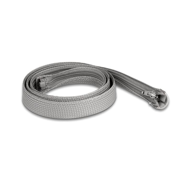 Delock Geflechtschlauch mit Reißverschluss hitzebeständig 1 m x 20 mm grau