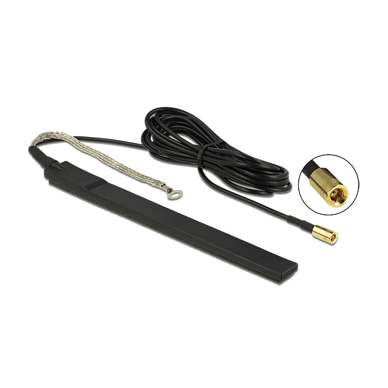 Delock DAB+ Antenne SMB Stecker 23 dBi aktiv omnidirektional schwarz Klebemontage outdoor