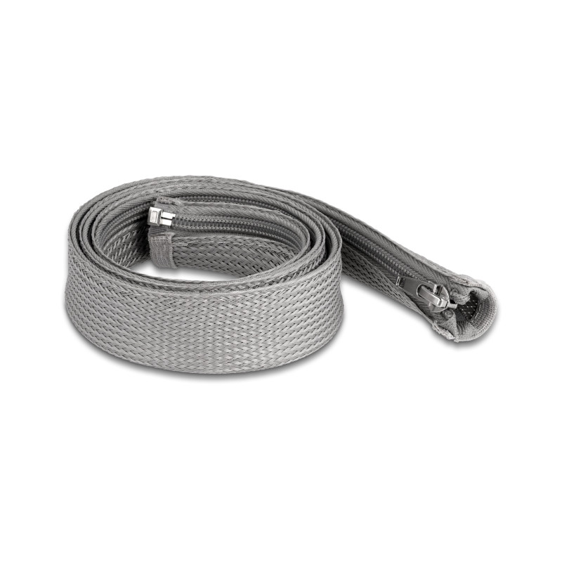 Delock Geflechtschlauch mit Reißverschluss hitzebeständig 1 m x 30 mm grau